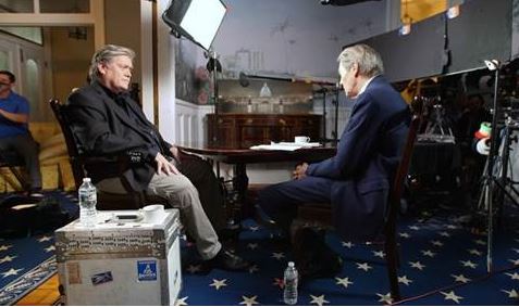 Steve Bannon and Charlie Rose during 60 Minutes