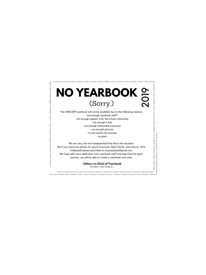 No Yearbook for 2019